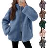 Women's Plush Jacket Casual Long Sleeve Oversized Warm Double Zipper Winter Teddy Coat