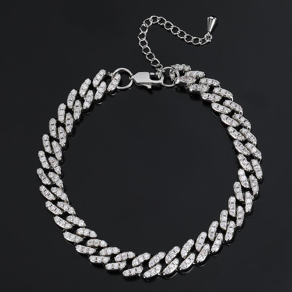 Fashion Diamond Anklet Gold Plated Crystal Cuban Anklets Cuban Link Foot Jewelry 9mm 8.5inch