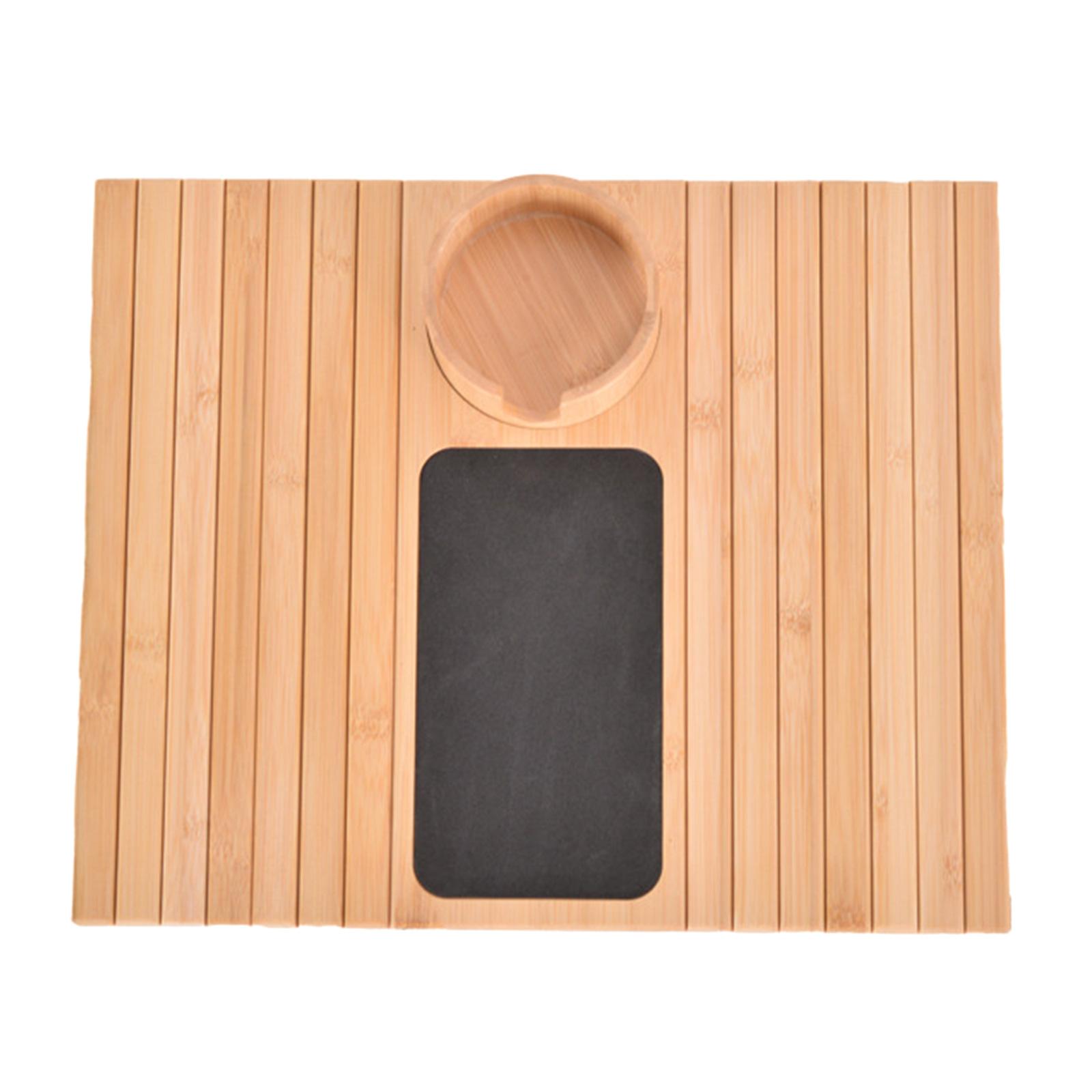 

Складной бамбуковый поднос-подлокотник для дивана, экономящий место, подстаканник для напитков, подставка для закусок, непроливающийся столик-подлокотник