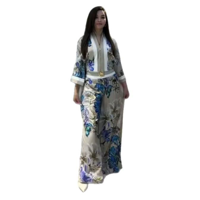 Spring and Autumn New European and American Women's Clothing Cross-border Long Sleeve Cardigan Zipper Jacket Casual Wide Leg Pants Two-piece Set