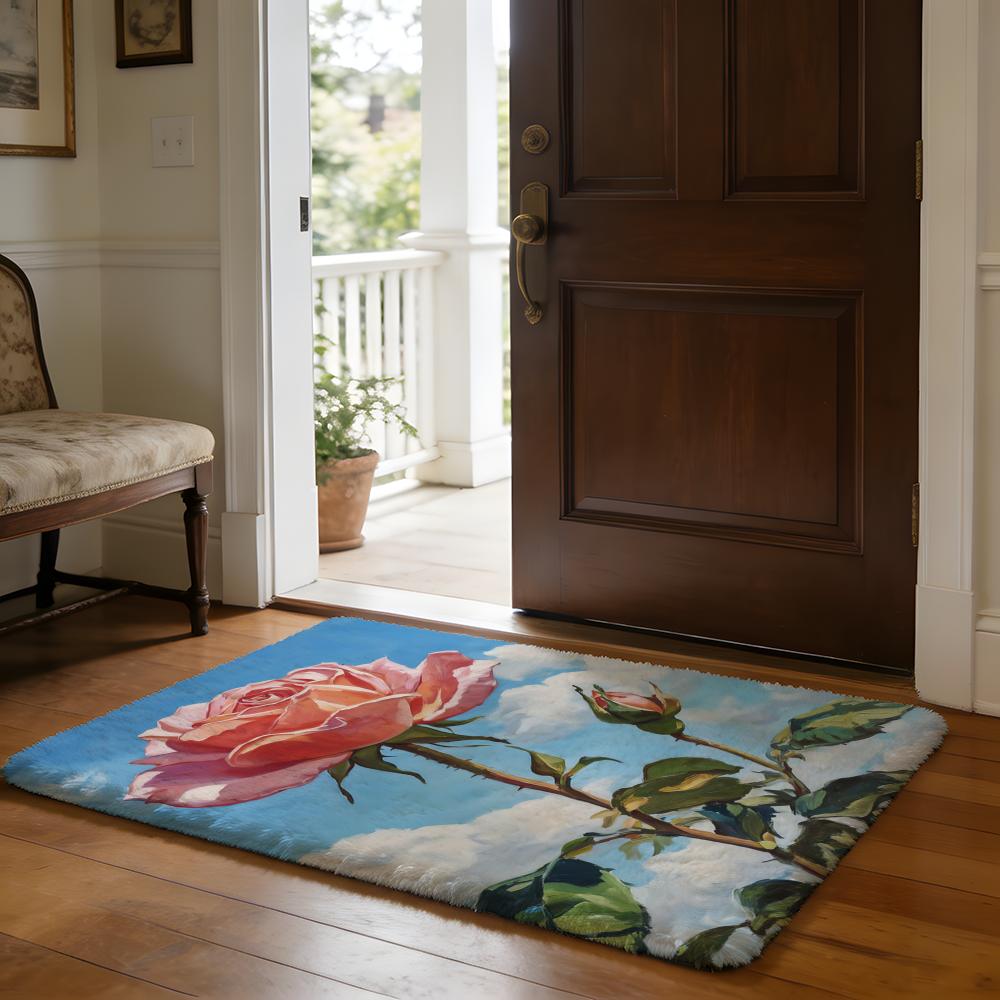 Bunte Blumen Fußmatte Weiche Flanell-Absorbierende Matte Rutschfester Teppich Zuhause Schlafzimmer Badezimmer