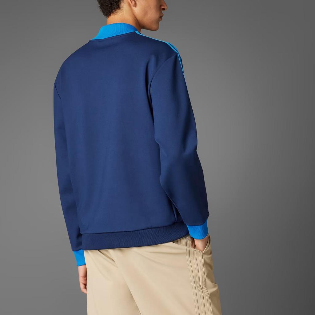 Adidas Originals 3 Stripes 1/4 Zip Sweatshirt Regular Fit Soft Fleece Casual Outerwear Men Night Indigo JP0938