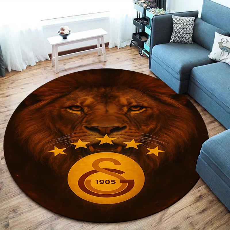 Galatasaray SK Round Area Rug,Carpet Rug for Living Room Bedroom Sofa Playroom Decor,Non-slip Floor Mat