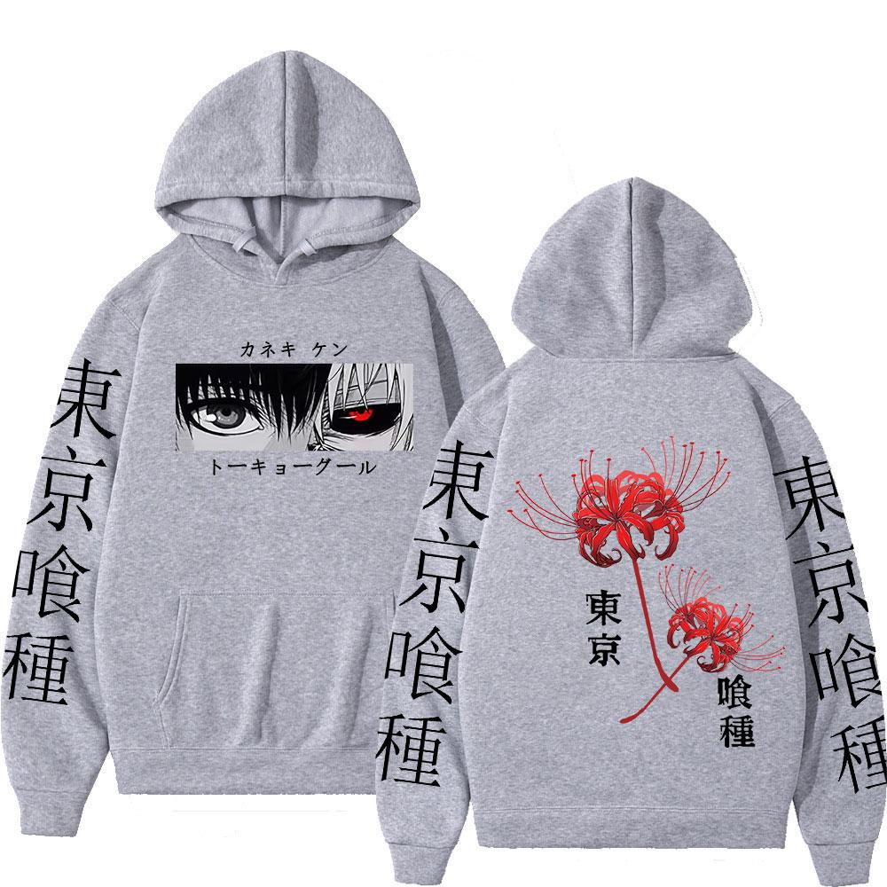 Anime Tokyo Ghoul Spider Lily Hoodies Manga Cool Ken Kaneki Eyes Men Women Sweatshirts Fashion Harajuku Long Sleeve Pullovers
