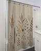 Natürlicher Minimalistischer Boho-Duschvorhang – Erdige Gräser & Wildblumen Auf Beige, Klare Luftige Komposition