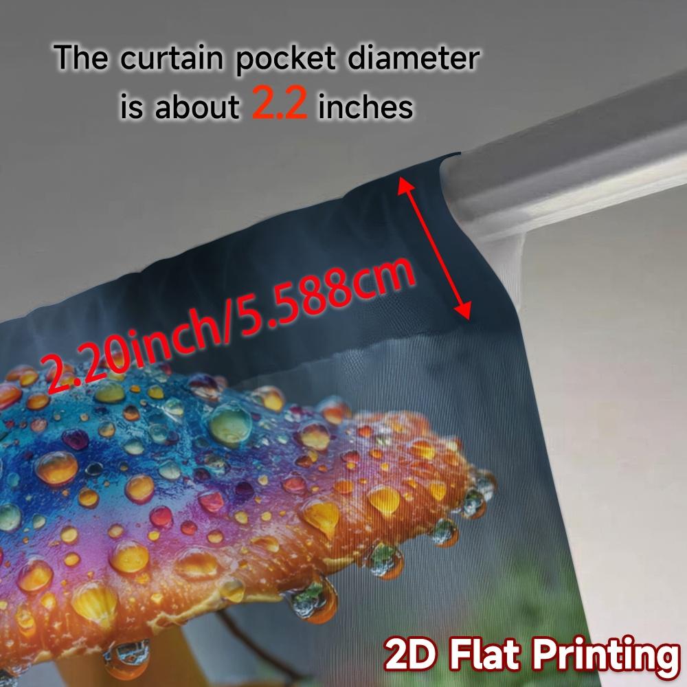 Thermal Flat Printing Curtains Without Rod Mystic Mushroom Popular Pattern Yarn Insulation Curtain Set Of 2 Made Polyester Washable