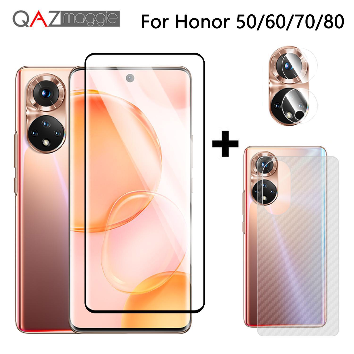 

3IN1 Для Honor 50 Закаленное стекло Полностью изогнутый экран Протектор камеры Объектив Защитное стекло Задняя пленка для Honor 80 70 60 50 50SE 50 Pro SE Lite Стекло