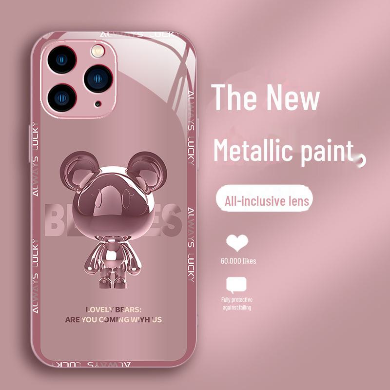 

Bear Metal Liquid Shell для Apple 13, 14 Pro Max и 11 Pro, Cartoon 13 Mini, X Premium Glass 14 Pro Max