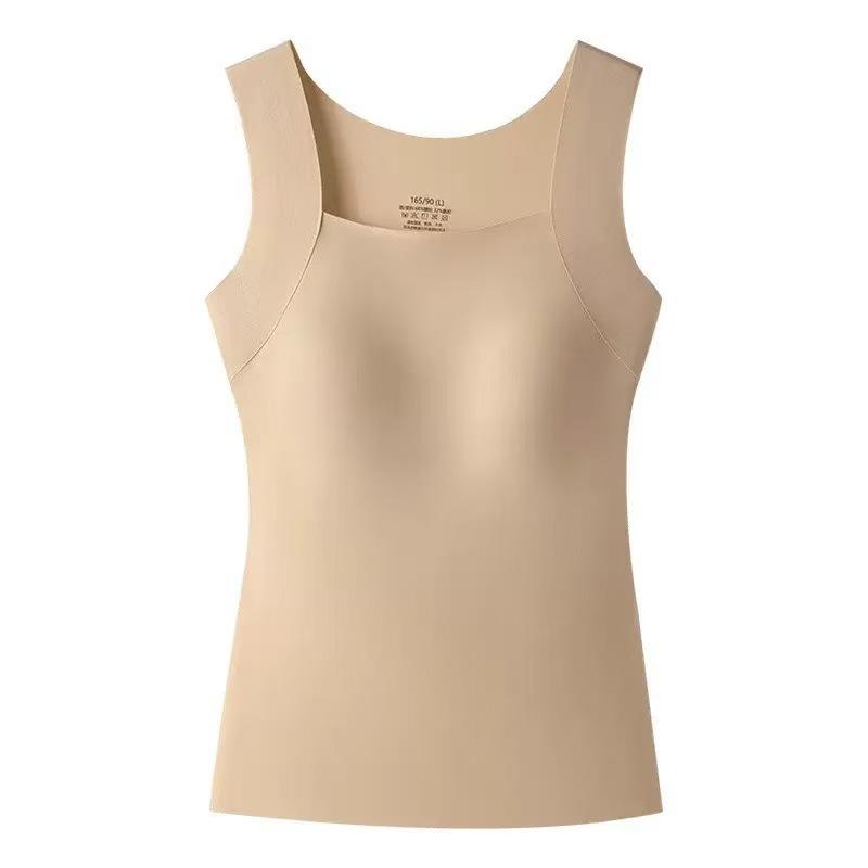 Damen Square Neck Thermos-Tanktop Nahtlos Slim Fit Ärmellos Unterhemd Weich Warm Innenbekleidung Weste Für den Winter