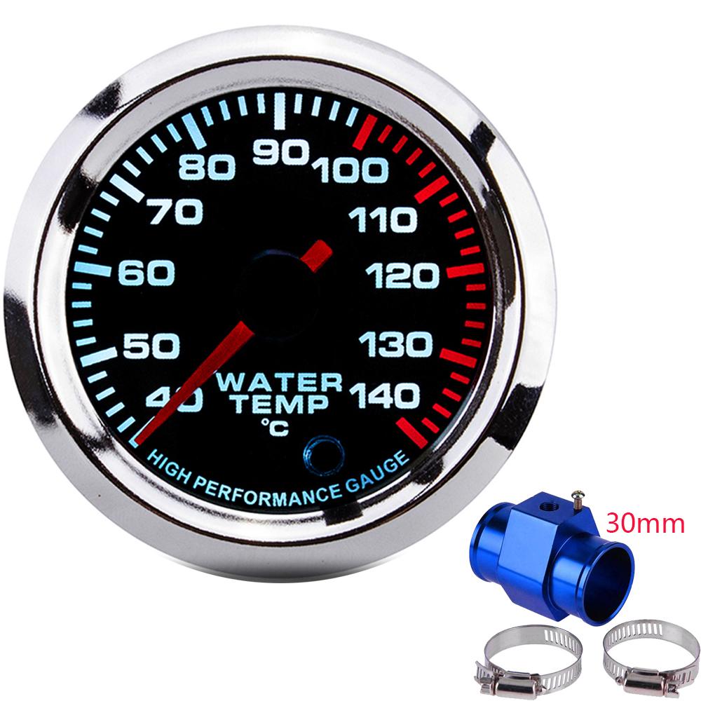 40~140 Celsius 52MM Racing Gauge Water Temperature Gauge Kit Car with Temp Joint Pipe Sensor Adapter Radiator 28-40MM Custom 12V