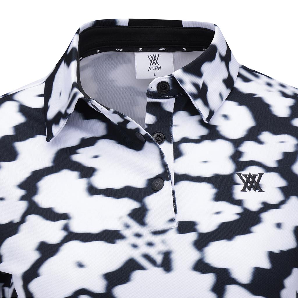 ANEW GOLF Women Fa Flower Pattern Short T-Shirt_Wh