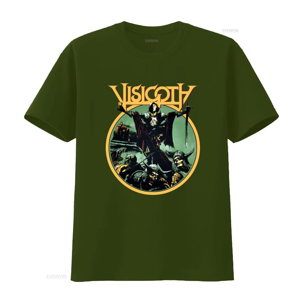 Visigoth Hell s Heroes II Festival Metal Band Double Sided T Shirt vintage graphic Slightly Stretched homme