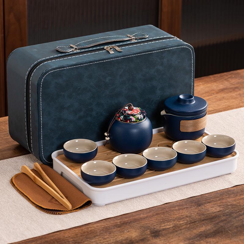 Travel tea set Ceramic express cup Portable one pot two cups Company business gifts Holiday souvenirs