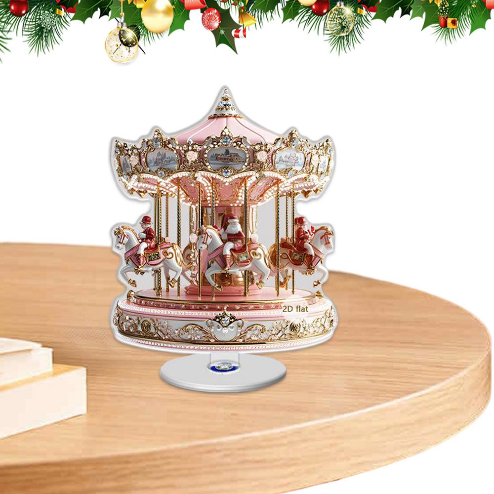 Go Round Christmas Ornament Traditional 2D Festive Christmas Acrylic Decoration Merry Go Round Horse Ornament For Window