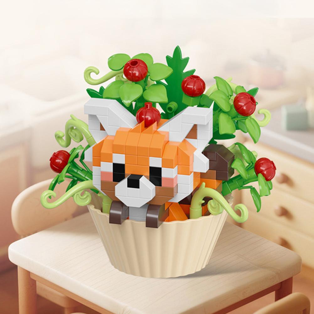 Creative Animal Building Blocks Cute Dessert Animal Cake Potted Kids Puzzle Assembly Small Toys Christmas Festival Gift Decorati