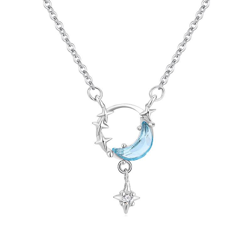 Starry Sky Moon Necklace, Women s Clavicle Chain, Light Luxury, Niche Design, Premium Ins Style Pendant Necklace 40CM