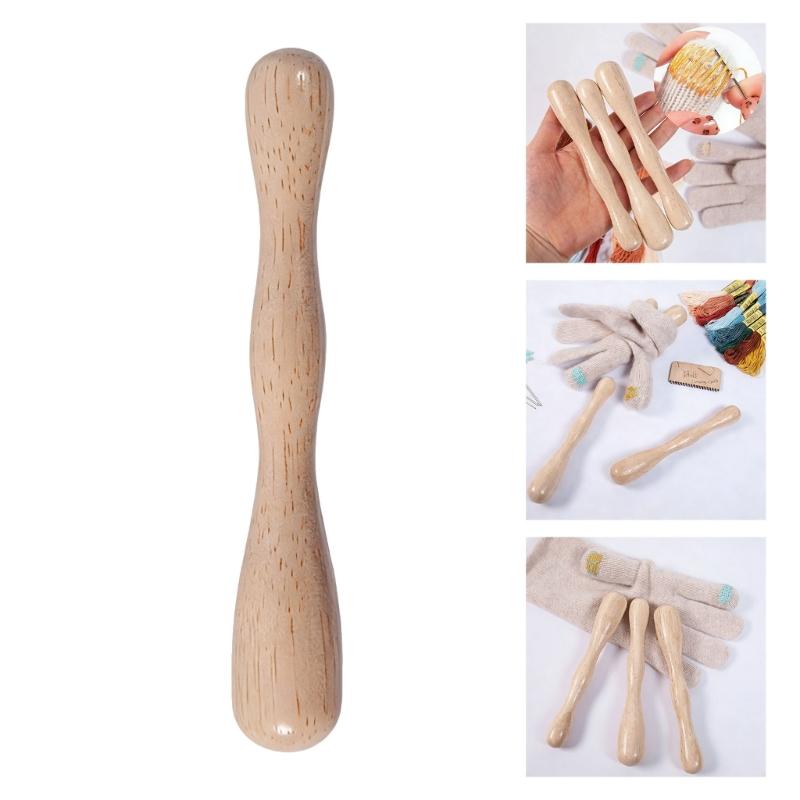 Wooden Repair Set with Darning Stick for Easy Mending of Gloves Socks and Knitting Fabrics