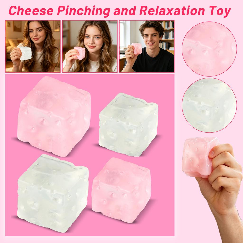 Squeeze Stress Relief Toy Soft Flexible Transparent Cheese Cube Shape Sensory Fidget Toy 7cm 5 5cm Size for Hand Therapy and Relaxation