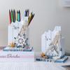 Mediterranean Style Wooden Pen Holder Ocean Style Handmade Pencil Storage Box Large Capacity Pen Container