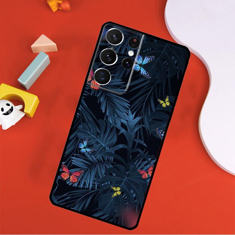 Monstera Leaves Palm Tree Flowers Phone Case For Samsung Galaxy S25 Ultra S9 S10 S20 FE S21 S22 S23 S24 Plus S24 Ultra Cover