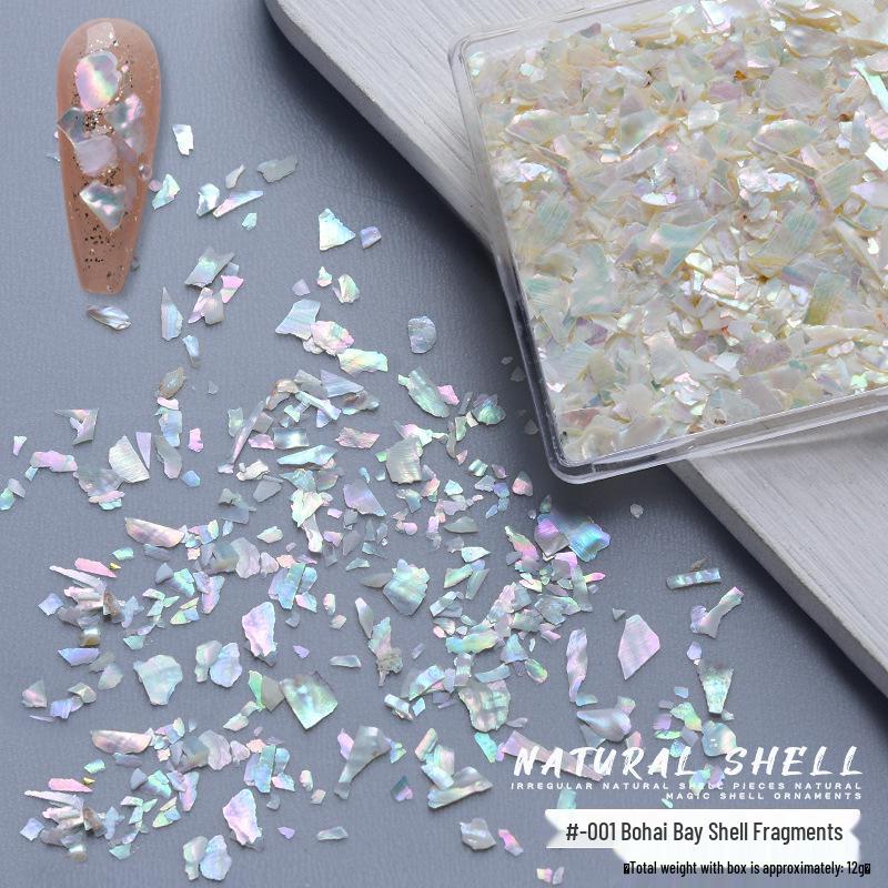 Iridescent Crushed Shell Nail Art Pieces: Ultra-Thin Abalone Gravel Decorations