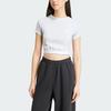 Adidas Originals Tape Waistband Cropped Tee Women Tops Light-Grey IS2318