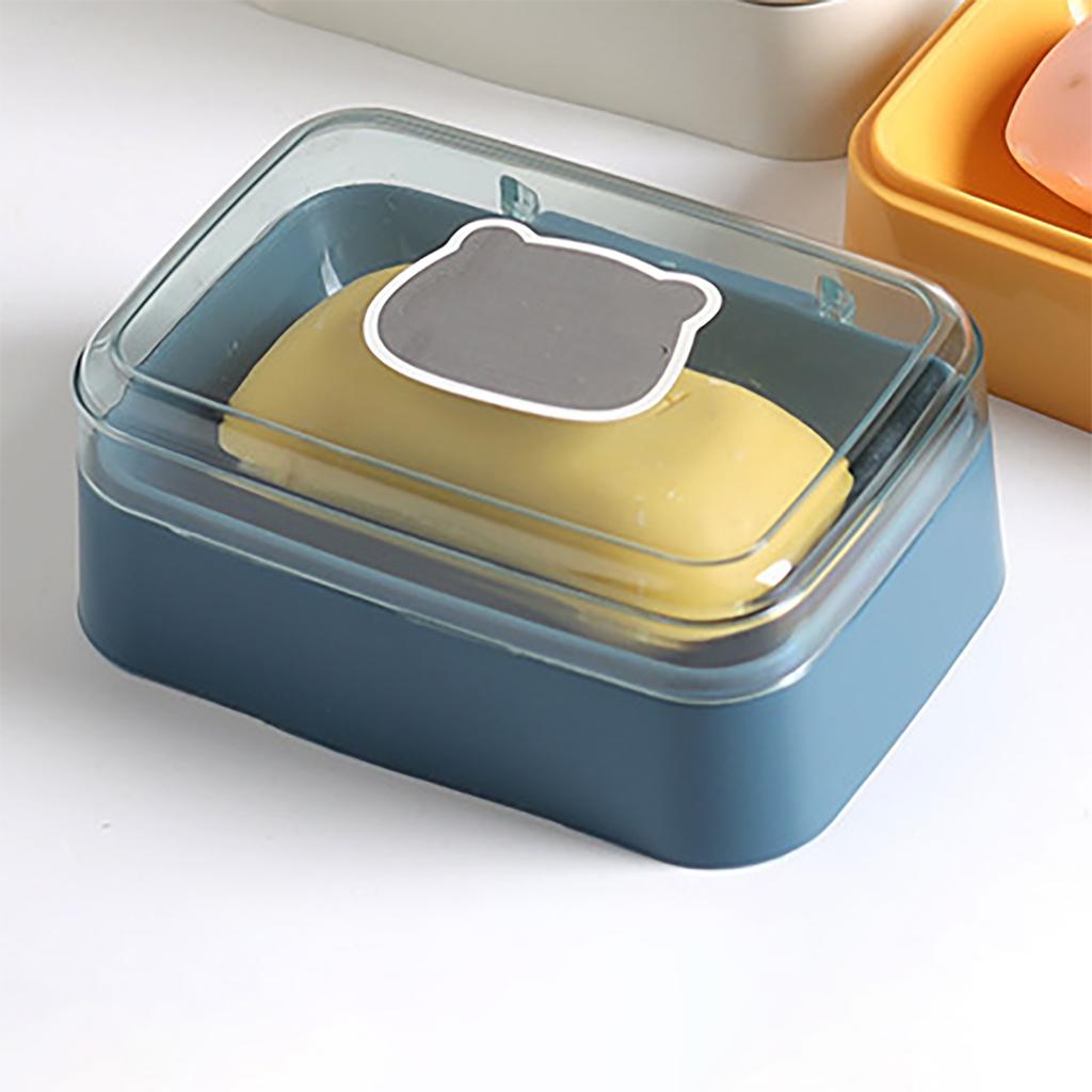 Soap Box Portable Drainable Plastic Soap Holder Container with Cover for Home Dorm Travel