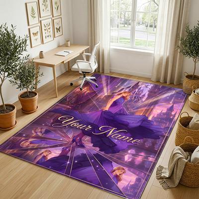 Personalized Crystal Velvet Carpet,Taylor Swift Custom Printed Name, Plush Area Rug For Home Indoor Decor