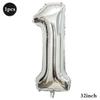 32inch Silver Number Foil Balloons Large Digit 0-9 Helium Globos Happy Birthday Party Decor Wedding Anniversary Graduation 2026