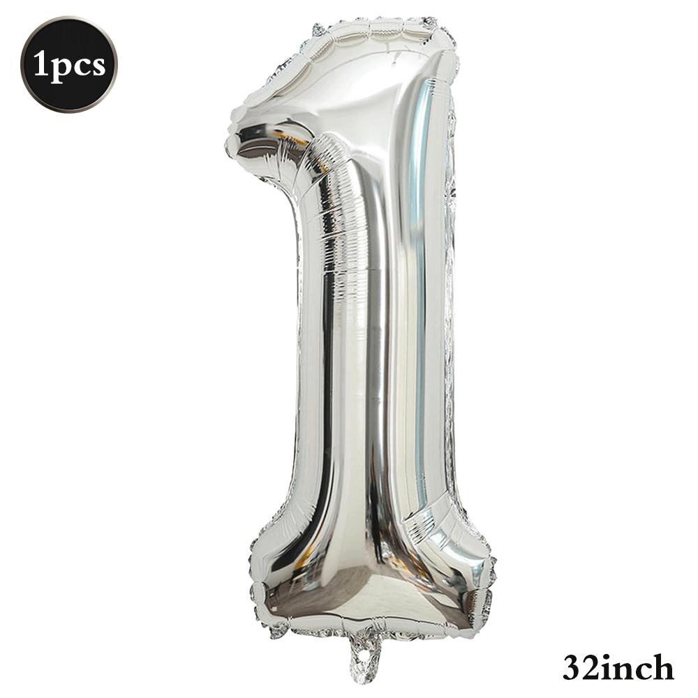 32inch Silver Number Foil Balloons Large Digit 0-9 Helium Globos Happy Birthday Party Decor Wedding Anniversary Graduation 2026