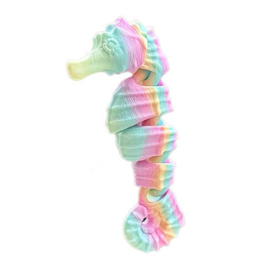 3D Printed Seahorse Decoration Articulated Seahorse Figurine with Movable Joints Gradient Sea Animal Fidget Toy for