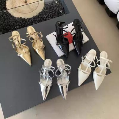 2025 Frühling und Herbst neue Mode minimalistische Society-Lady spitze Zehen flacher Ausschnitt Stiletto-High Heels Damen Tasche leerer Kopf Sandalen