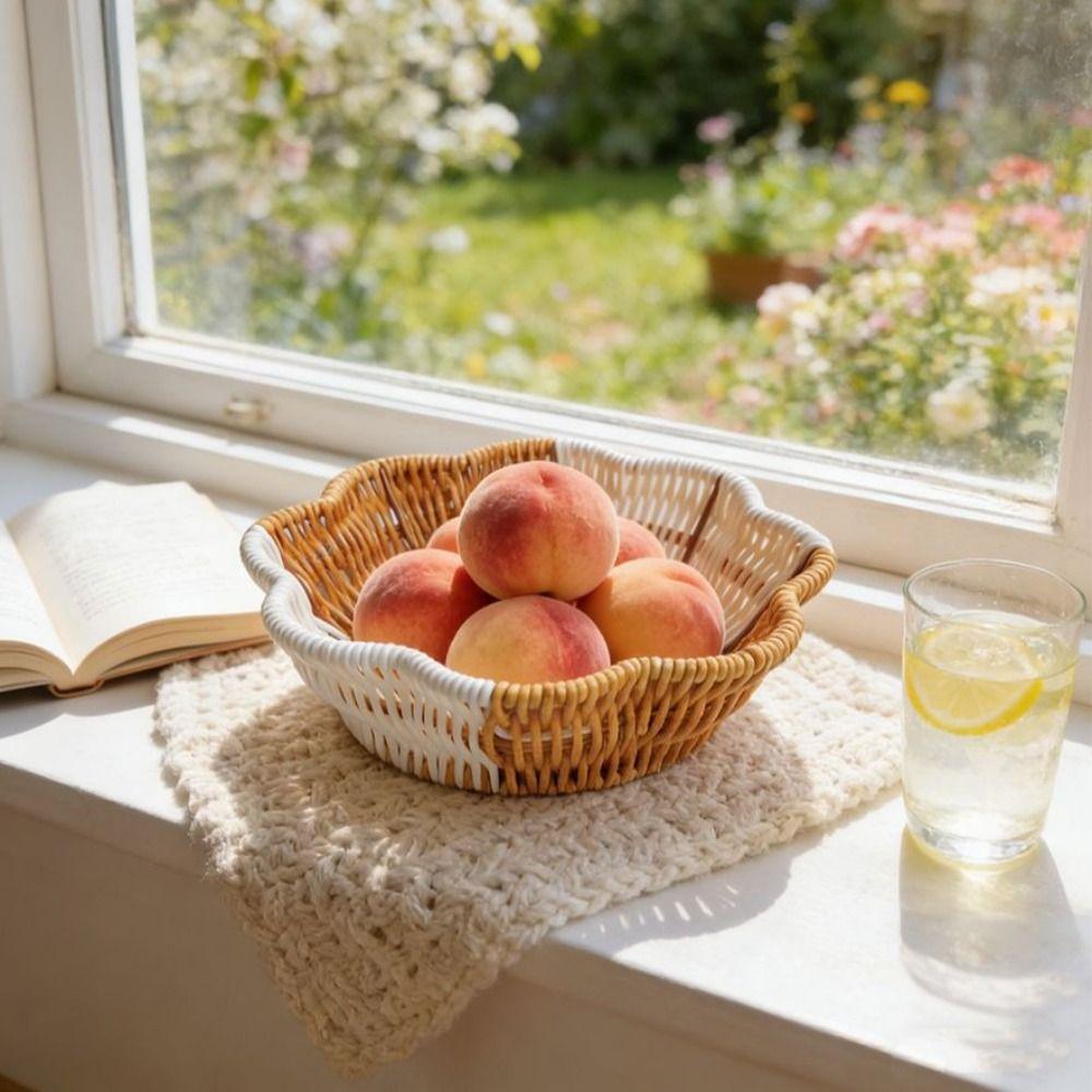 Woven Design Hotel Snack Basket Tray Elegant Fruit Bowl New Synthetic Rattan Wicker Basket Picnic