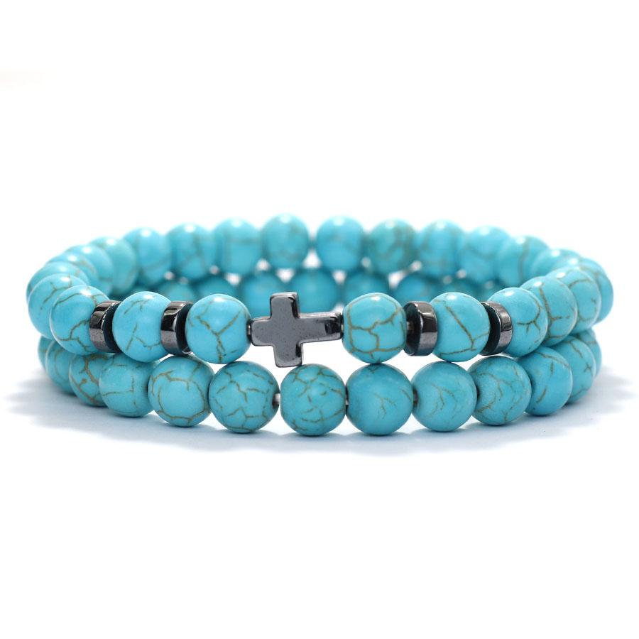 

Простой мужской браслет 2 шт. 6 мм натуральный камень медитация йога латунь браслет крест гематит лавовый камень искусственные деревянные бусины струны