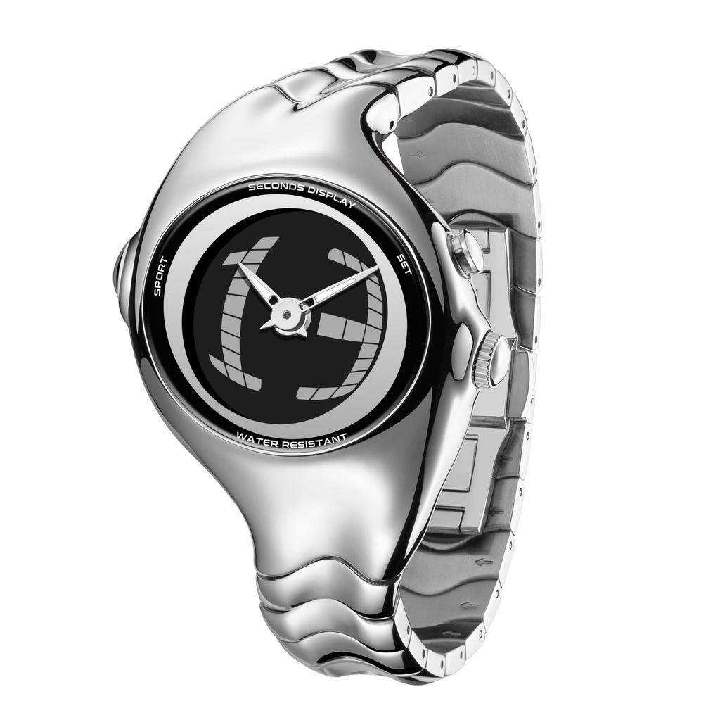 BENLYDESIGN Men's Digital Watch, Y2K Style, Retro Big Tick Display, Stainless Steel, Metal, Unisex, Stylish Gift, GL570