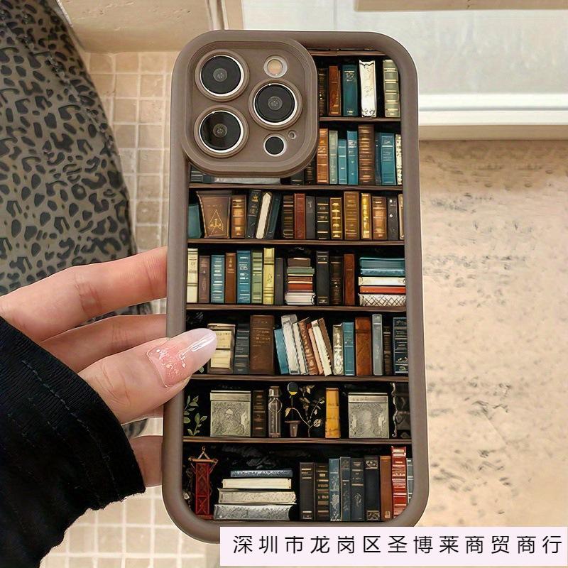 Vintage Book Shelf for iPhone Case Apple 11/12/13 Silicone 15promax Soft 16/15