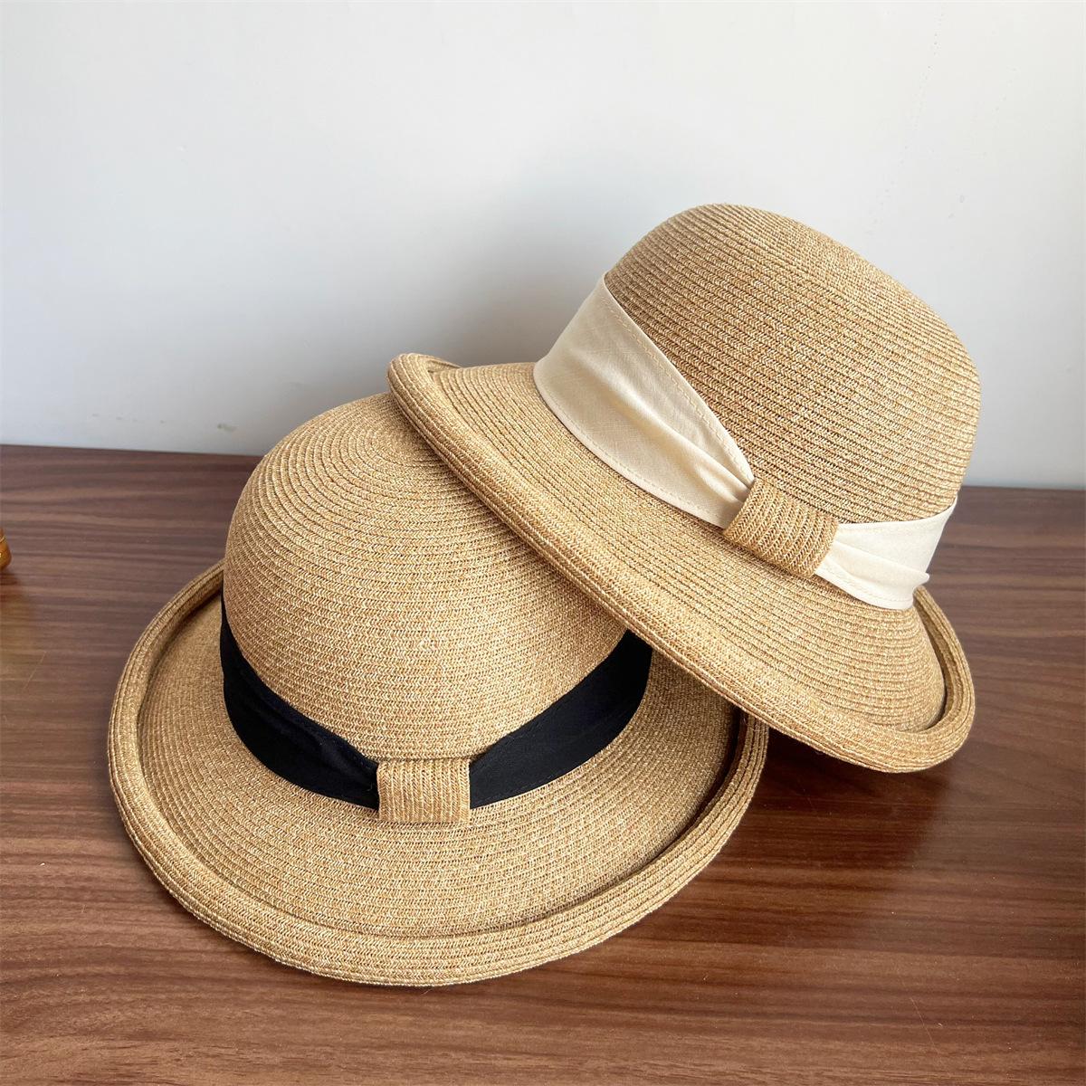 Freedom Outdoors Women's Green French Straw Boater Hat With Bow - Rolled Brim Elegant Sun Hat For Summer 56-58Cm
