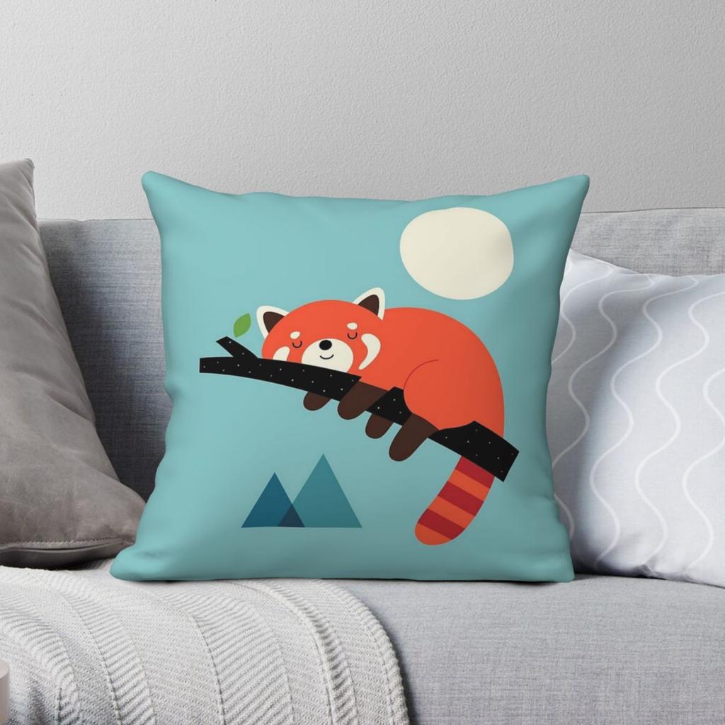 Red Fox Nap Time Square Pillowcase Polyester Linen Velvet Creative Zip Decorative Pillow Case Car Cushion Cover