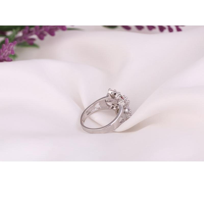 Ring Fashion 925 Silver Color Jewelry Colourful Cubic Zirconia Flower Design Cute Style Women Girls Party Engagement
