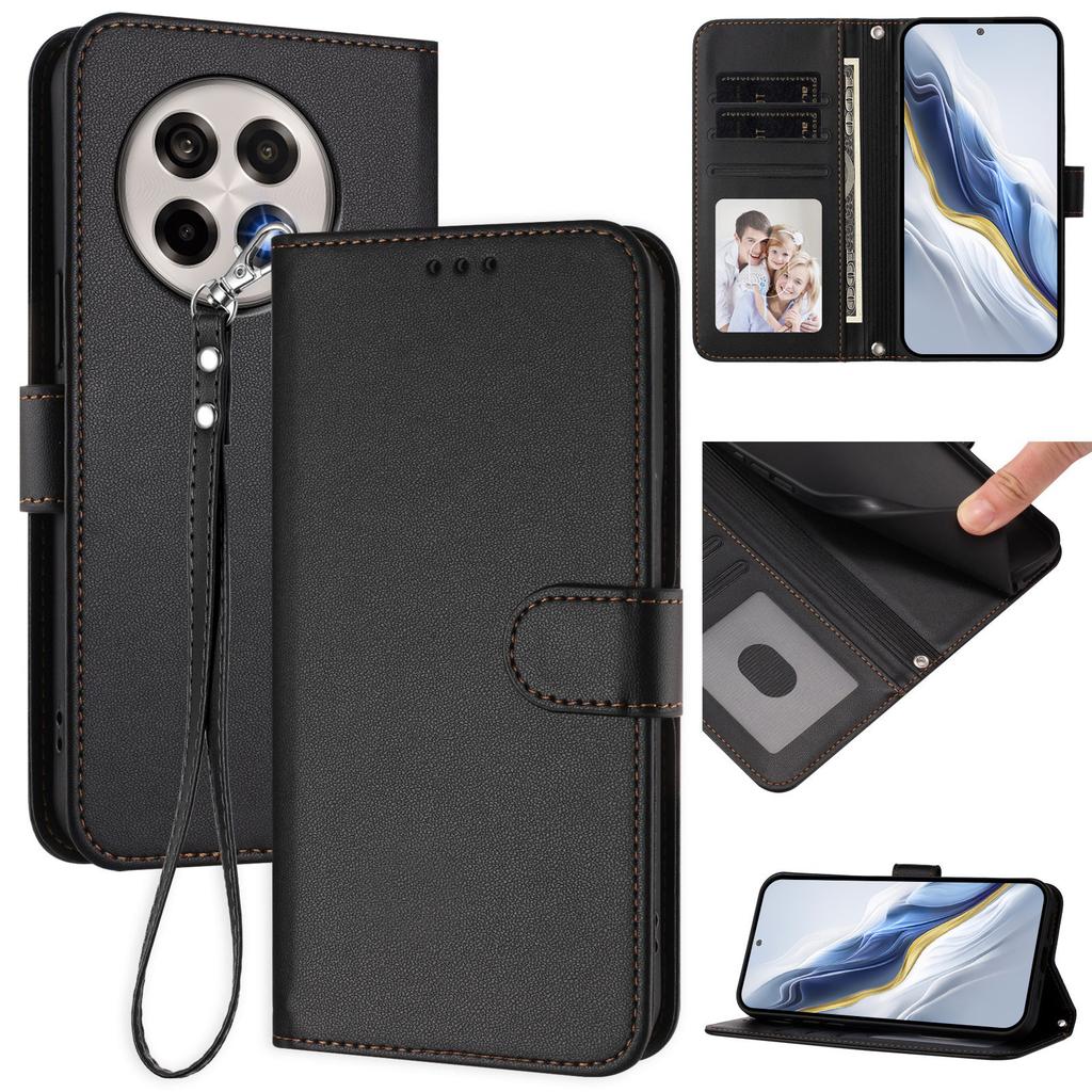 For OnePlus Ace 5 Pro 5G/OnePlus 13R 5G Leather Case Wallet Stand Phone Cover with Wrist Strap