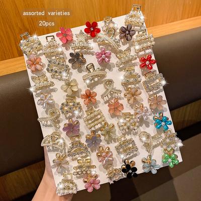 20 fermagli casual in lega con strass, accessori per capelli in stile alla moda e dolce, adatti all'uso quotidiano