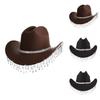 Western Cowgirl Hat With Rhinestone Tassel Decoration And Large Brim For Summer Outdoor Fashion