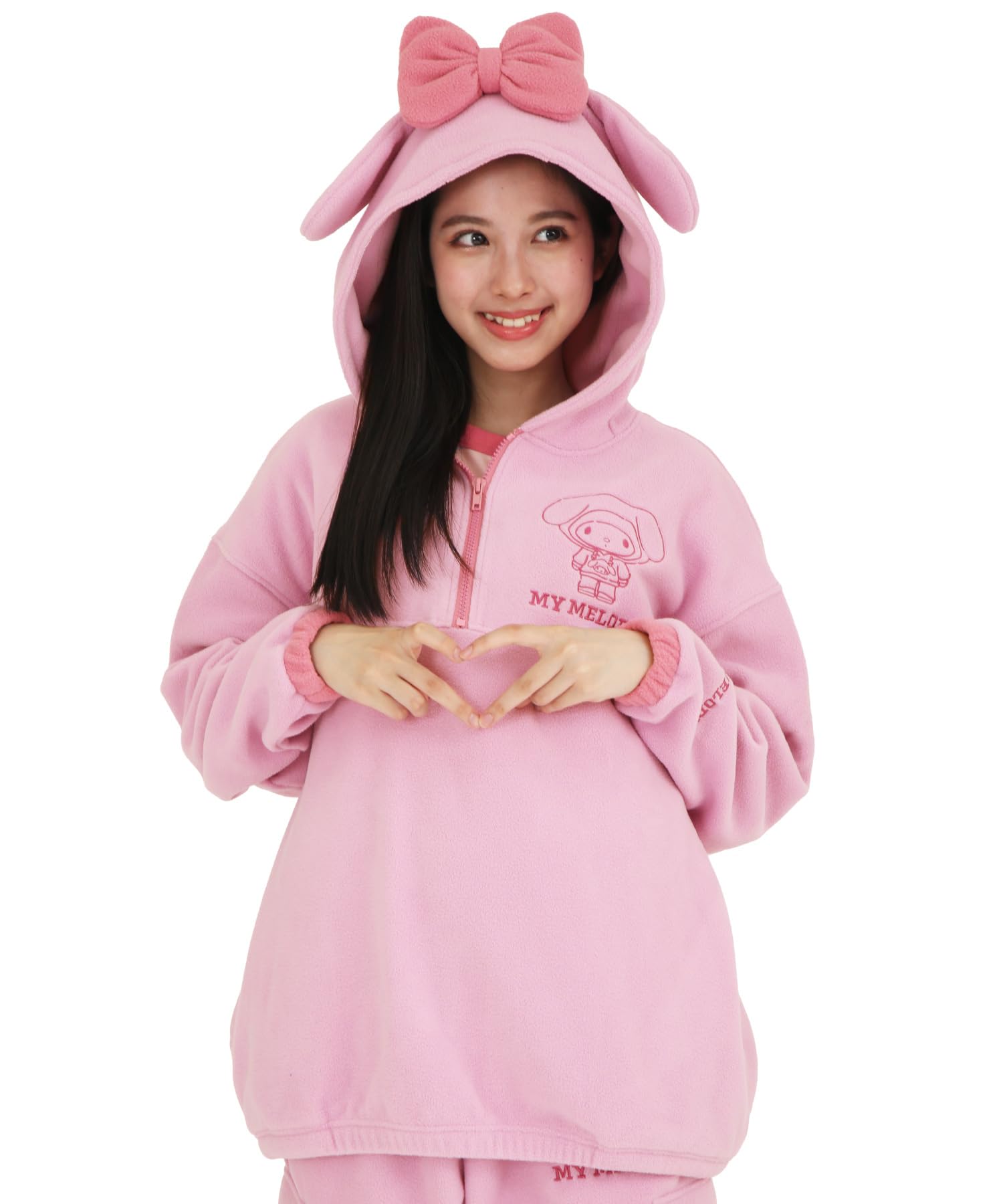 

SAZAC My Melody Long Warm Top Half-Zip Hoodie, Fleece, Women s, Sleeve, (Pink/L/SAN1859) розовый