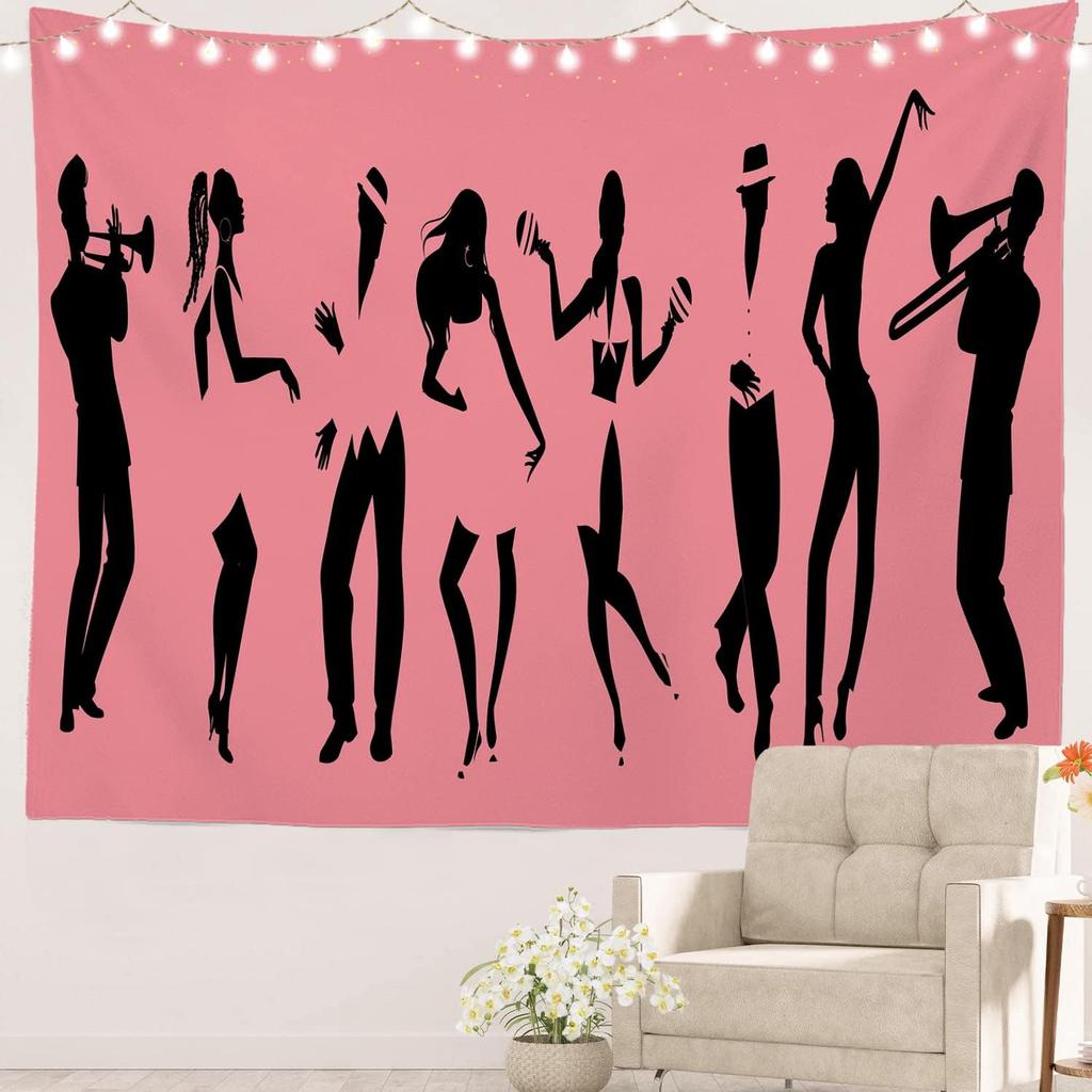 Woman Sexy Artistic Black and White Line Picnic Mat Hippie Trippy Tapestry Wall Art Meditation Decor for Bedroom Living Room