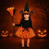 3Pcs/set Pointy Hat Kids Witch Dress Set Wizard Halloween Cosplay Costumes  Girls