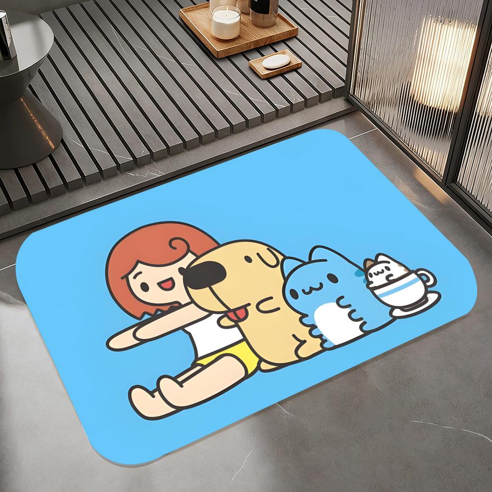 Anime C-capoo Floor Mat Diatomite Bath Mat, Quick Dry Absorbent Non-Slip Door Mat 50cm x 80cm