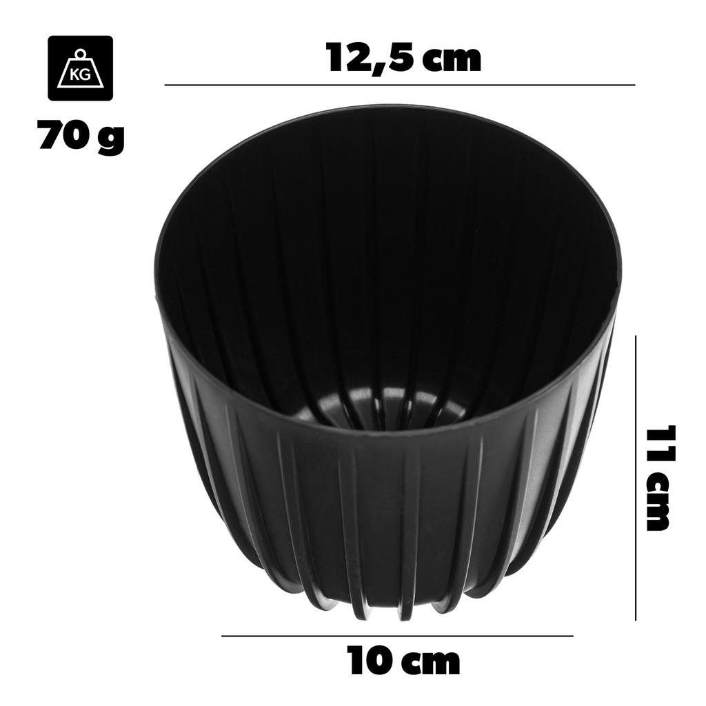 KADAX Blumentopf Übertopf Pflanzgefäß 12,5cm Rund Kunststoff Pflanzenständer Schwarz