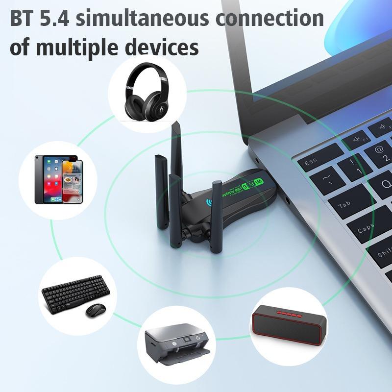AX900 Bluetooth 5.4 USB Adapter Dual Band 2.4G and 5G Wireless Network Card WIFI 6 Receiver Drive Free Automatic for Win 10/11