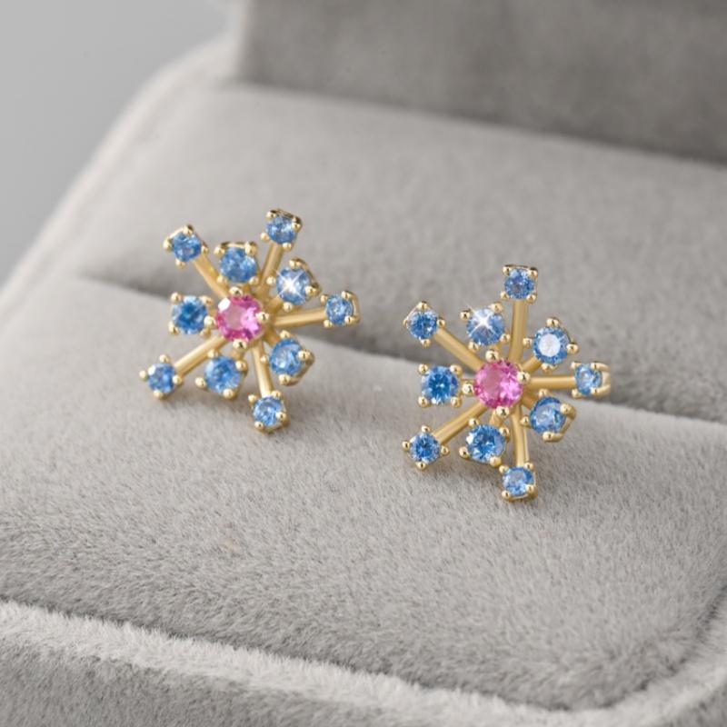 925 Sterling Silver Fantasy Romantic Earrings Blue CZ Earrings for Women Party Fine Jewelry Gift