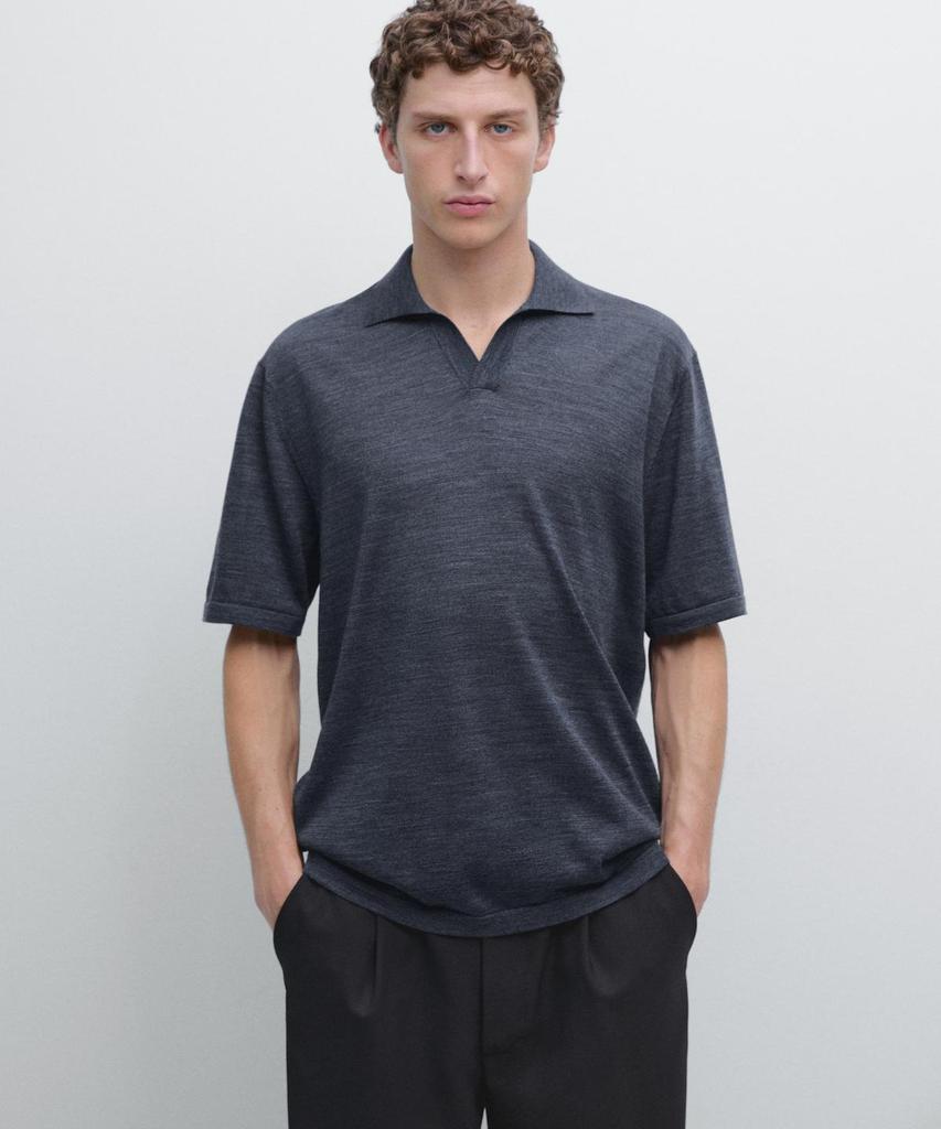 Masimodutti Knit V-Neck Polo Shirt